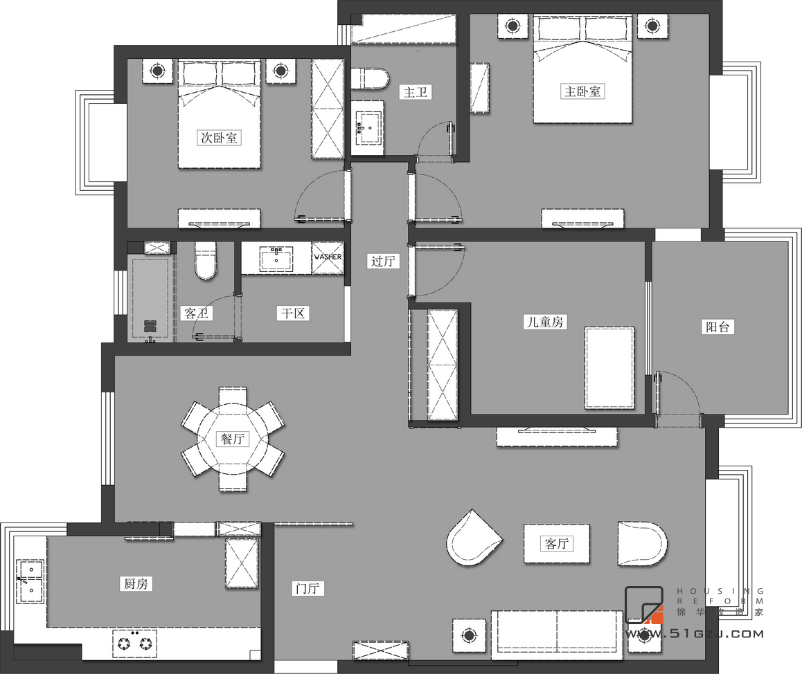 楓丹白露二手房裝修-145平米-新中式裝修-三室兩廳-新中式