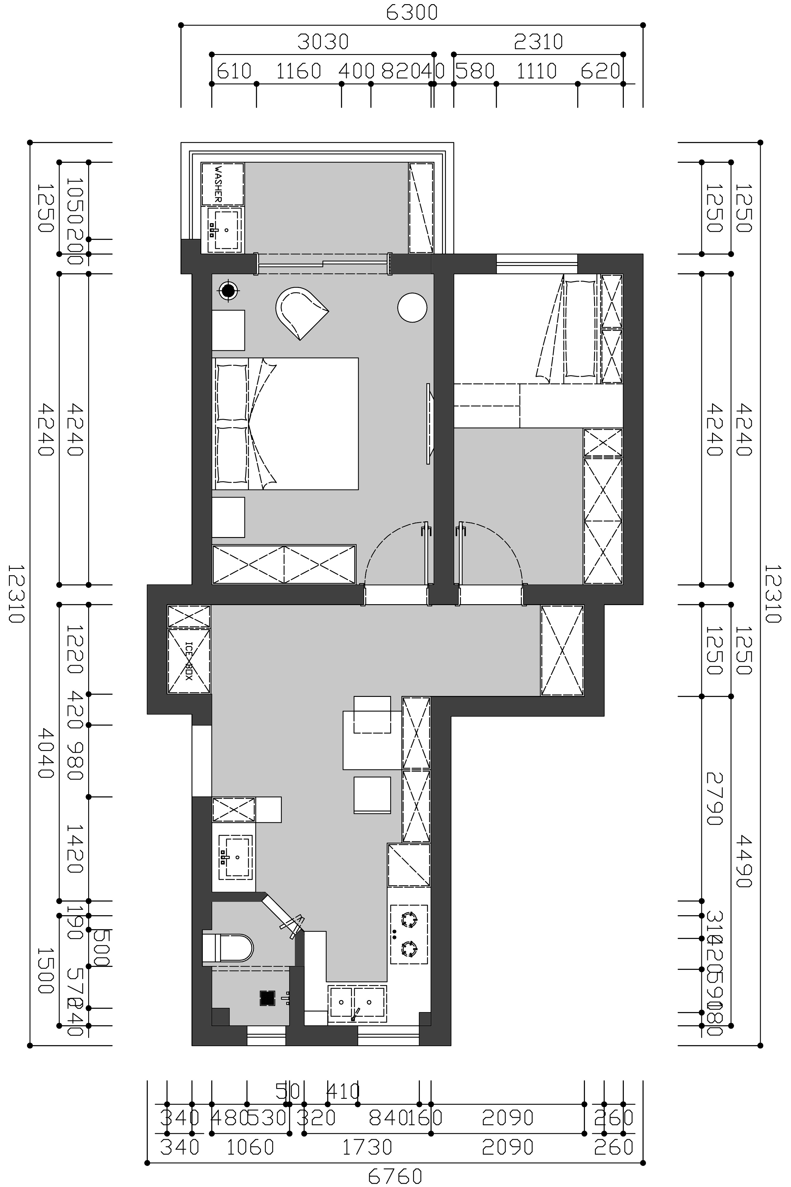 長江新村4號院二手房裝修-59平米-現代簡約裝修-兩室一廳-現代簡約