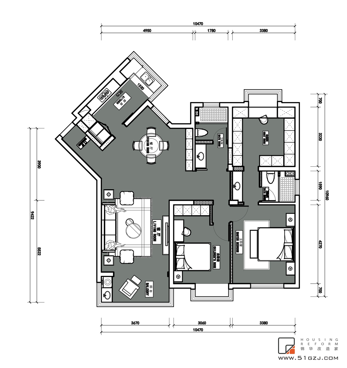 天福苑二手房裝修-80平米-現代簡約  裝修-兩室一廳-現代簡約