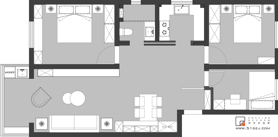 金陵世紀花園二手房翻新-105㎡-現代簡約 裝修-三室一廳-現代簡約