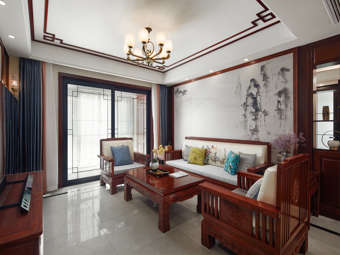 中式风格-阳光100阿尔勒-四室两厅-160平-装修实景效果图装修-四室两厅-新中式
